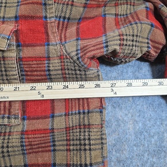 Wolverine Button Up Jacket Men's XL Corduroy Orange Plaid Fleece Lined Insulated - Picture 6 of 12